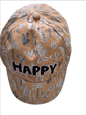 So Cute Kids Yellow/Orange Botanical Happy Baseball Cap Hat Size 12-36M